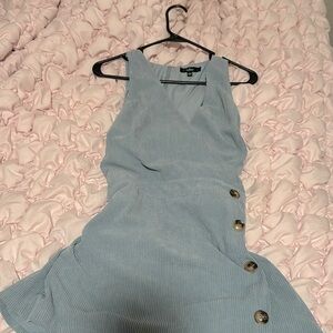 Suede romper dress with button details
